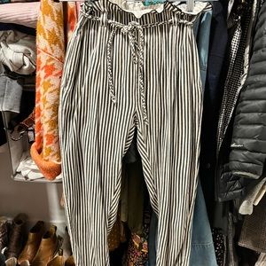 Striped paper bag pants